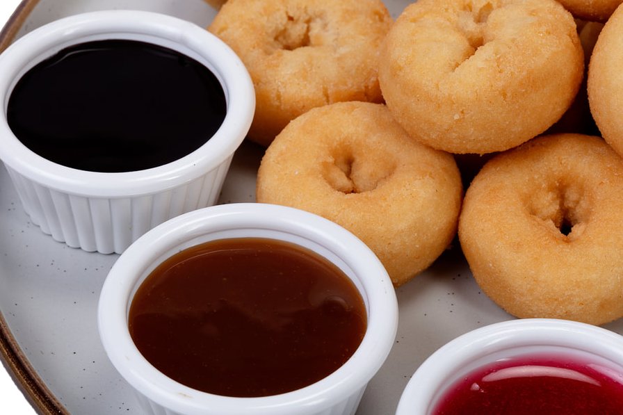 Divine Doughnuts NEW Mini Dip Doughnuts 
12 Mini Doughnuts &amp; a Trio of home made sweet dips
Chocolate sauce, Salted Caramel , Raspberry
Launching next weekend ..Yum !