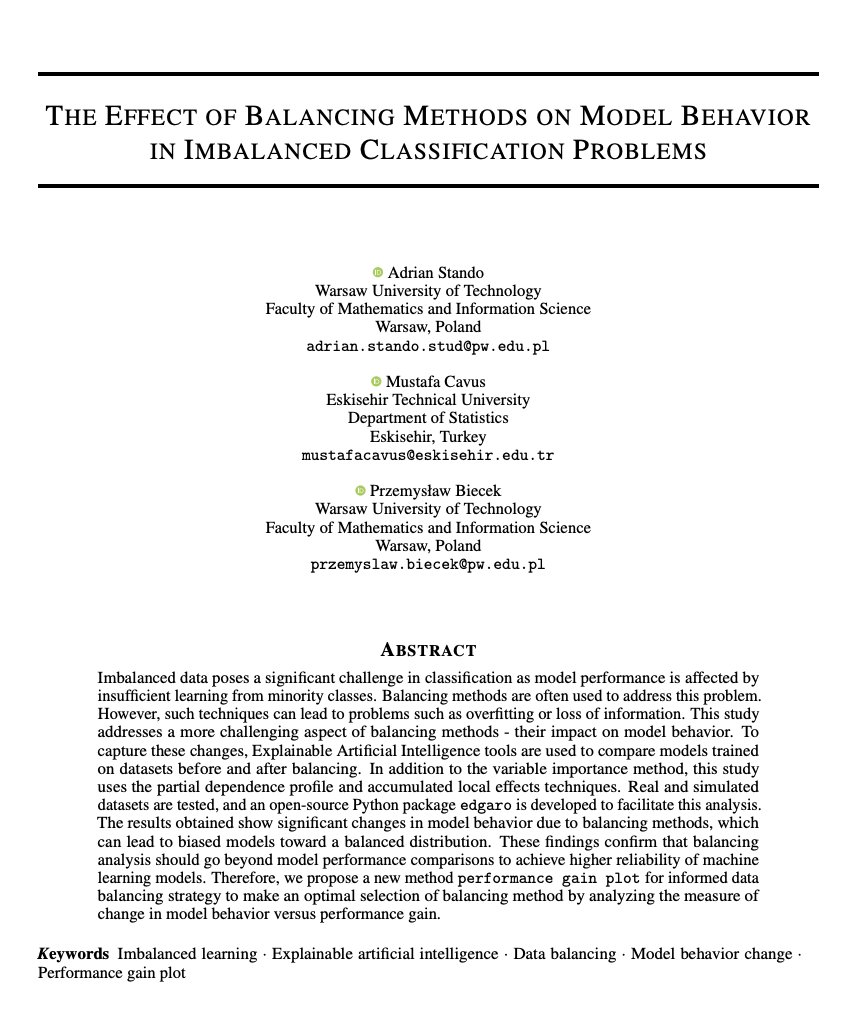 mustafa__cavus's tweet photo. Our proposed solution with details can be found in our recent pre-print, w/ Adrian Stańdo and @PrzeBiec from @mi2_ai, titled 'The Effect of Balancing Methods on Model Behavior in Imbalanced Classification Problems'

You can access the paper on arXiv: https://t.co/d49rO5QZ0U (5/6) https://t.co/5egLoXEGFt