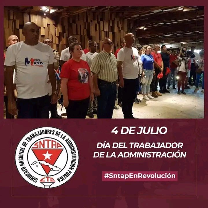 AlbertoLopezcu's tweet photo. Este cuatro de julio #Cuba celebra el Día del Trabajador de la Administración Pública, inspirado en el natalicio de su mártir insignia, Enrique Hart Dávalos.
Muchas felicidades en éste día para todos los trabajadores del sector en #VillaClara.
#sntapEnRevolucion https://t.co/GaiXHcvVoN