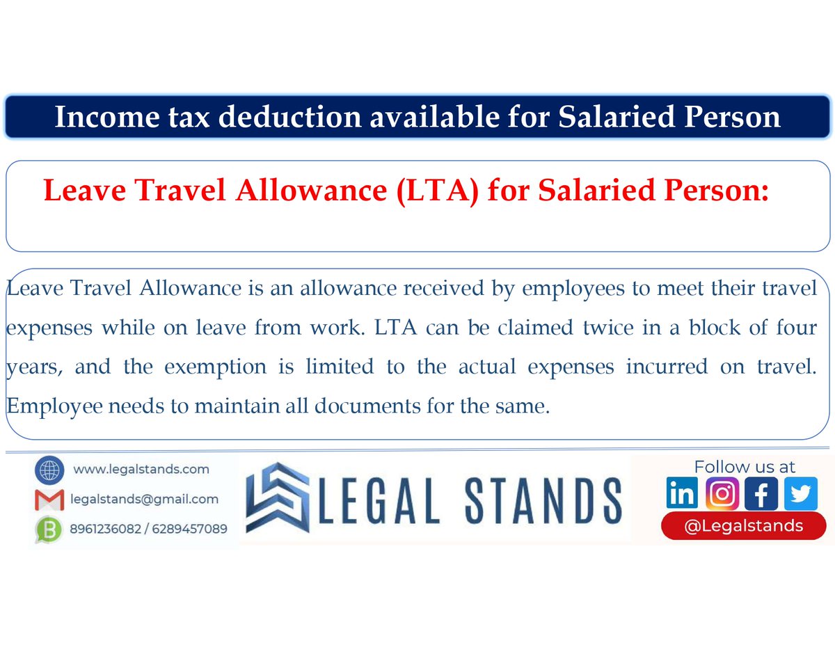LegalStands's tweet photo. #incometax #incometaxreturn #incometaxindia #tax #incometaxfiling #deductions #deduction #salary #cbdt #incometaxindia #ca #cma #cs #icai #icami #icsi #tds #refunds #legalSatnds.in #legalStands.com #legalStands https://t.co/krctq92pGA