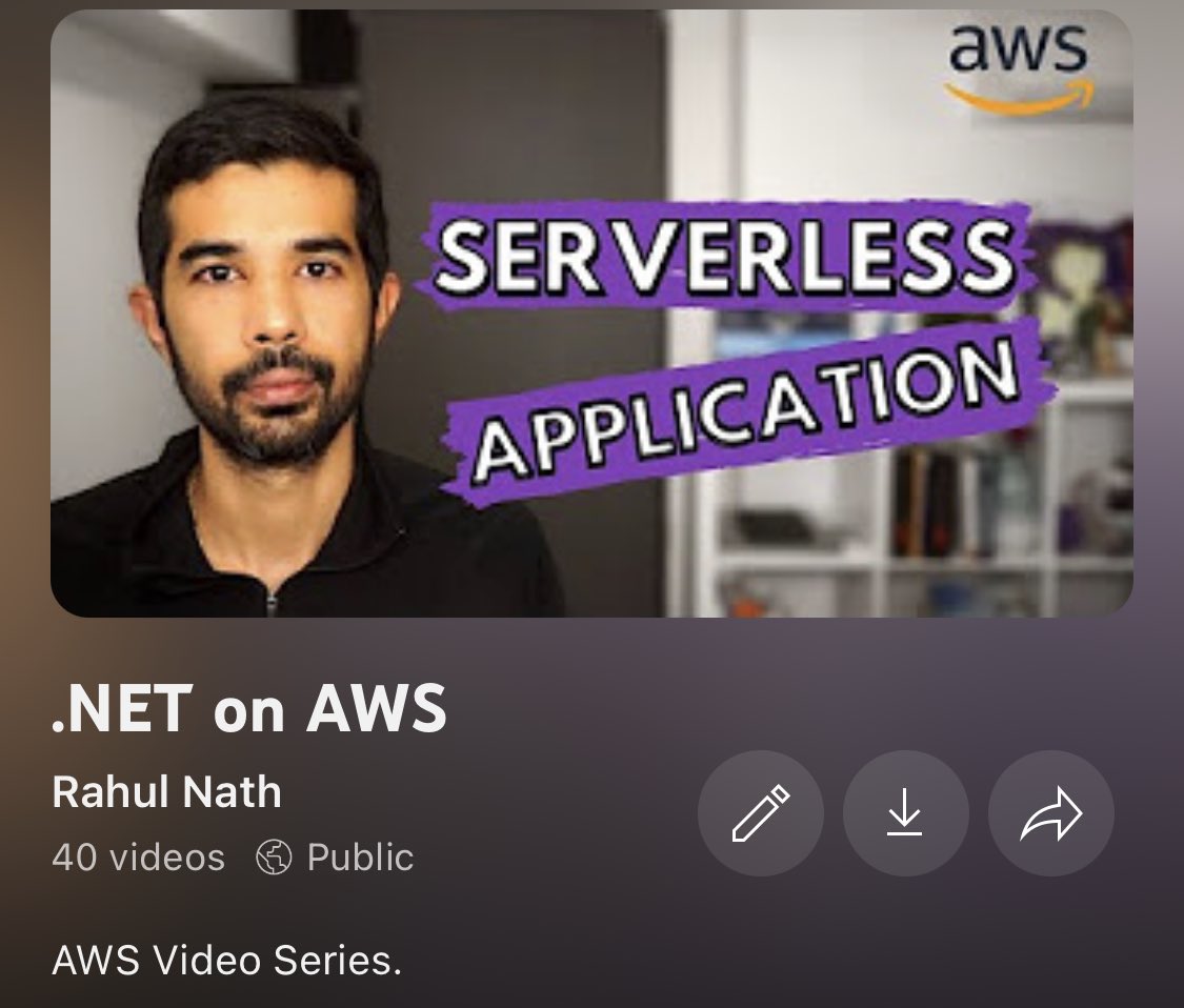rahulpnath's tweet photo. 40 videos and counting in my .NET on AWS series. 

#dotnet https://t.co/TiJ5ZmyBdl