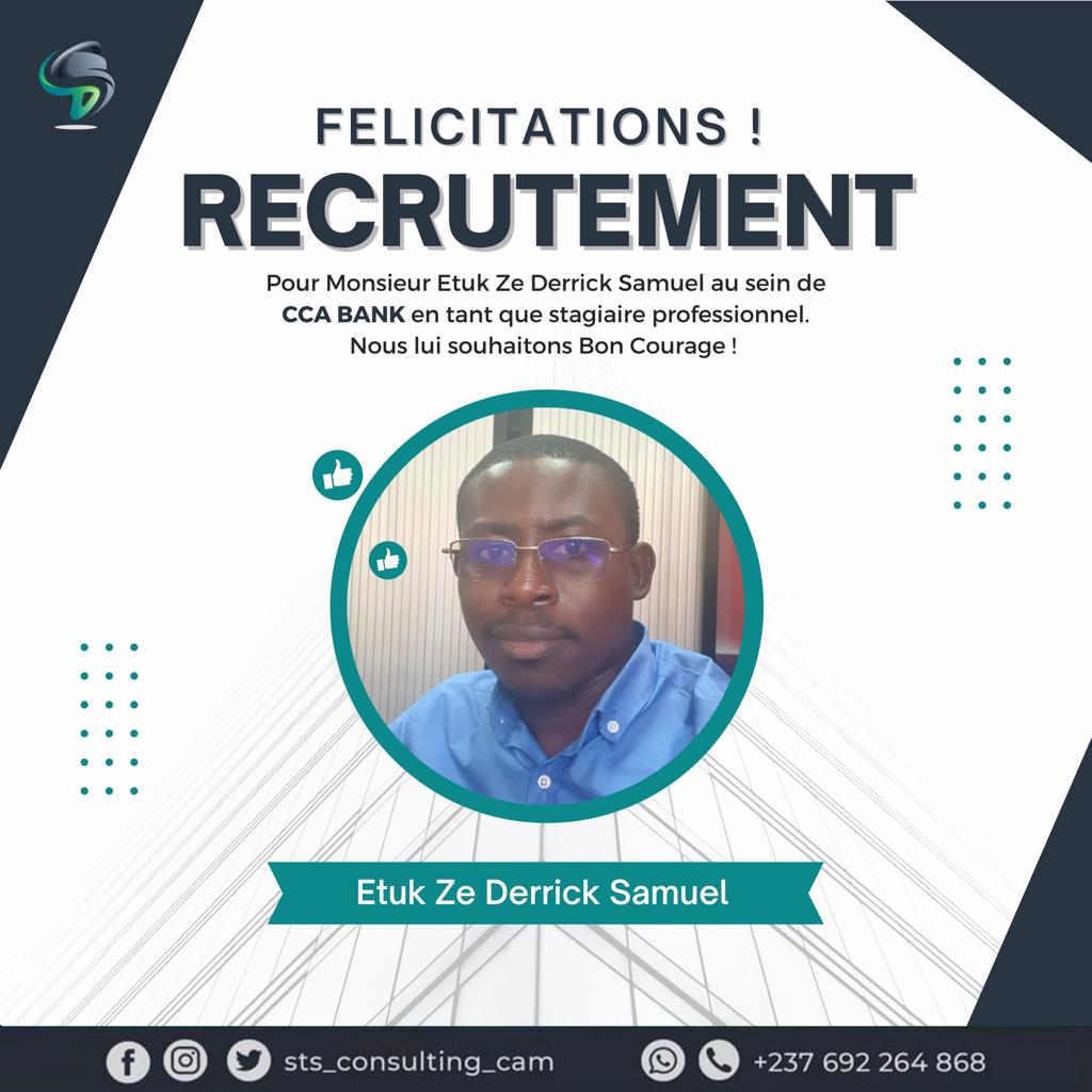 sts_consultcam1's tweet photo. Les semaines passent et le discours reste le même !venez nous faire confiance pour le suivi de votre carrière professionnelle.Merci à M ETUK ZE Derrick Samuel pour la confiance,le travail continue
#stsconsultingcam #placementemploi #IciToutCommence #icicarecrute #StagePro #CMR https://t.co/OQTu6z9LOT