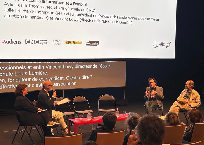 SpchSyndicat's tweet photo. Table-ronde Cinema et #Handicap , au festival FEMA de La Rochelle , avec le SPCH, le CNC, Audiens et l’école Louis Lumière … https://t.co/zUDONl7SnH