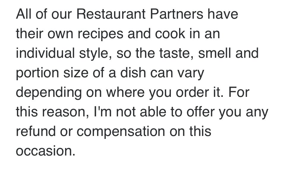 Apparently the completely inedible food we were sent is down to the “style” of <a href="/JustEatUK/">Just Eat UK</a> Restaurant Partners. What a joke 😆 A complete insult when evidence was sent to show the state of the food we got.