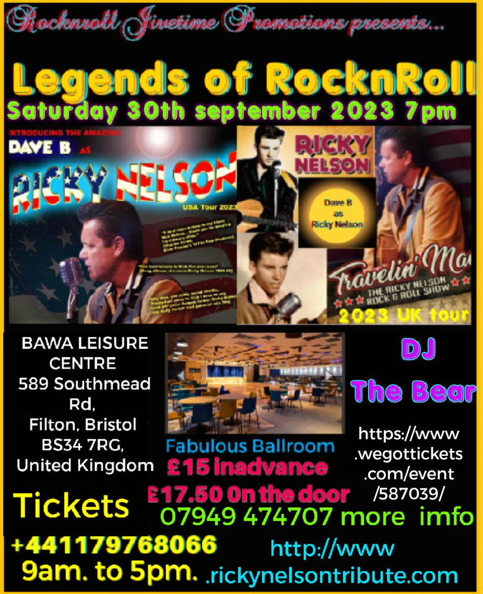 Our next event with <a href="/travelin_n/">Travelin' Man The Ricky Nelson Rock n Roll Show</a>   it's gonna be a great night at the bawa Bristol, UK #rocknroll #rockabilly #1950s