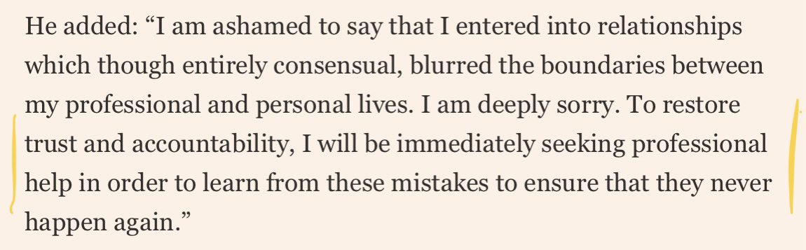 CharterhouseSq's tweet photo. Major #FT story today about alleged abusive behaviour of Sir David #Adjaye [https://t.co/UHVK8I8U6x] OM / OBE https://t.co/jIu6pWmsaX
🤔without doubting the sincerity of his statement (excerpt below) it still manages to reflect the NEW ‘standard format’ wording in such instances. https://t.co/y4QvVhdS8E