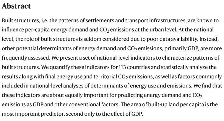 Felix Creutzig (@efesce) on Twitter photo 1/4 New paper out in <a href="/natcomms/">Nature Communications</a>, led by Helmut Haberl from <a href="/BOKUvienna/">BOKU University</a>, demonstrating that the built environment (buildings, highways, streets) per capita are nearly as influential in driving GHG emissions as GDP is, analyzing high resolution data from 113 countries. 1/4 New paper out in <a href="/natcomms/">Nature Communications</a>, led by Helmut Haberl from <a href="/BOKUvienna/">BOKU University</a>, demonstrating that the built environment (buildings, highways, streets) per capita are nearly as influential in driving GHG emissions as GDP is, analyzing high resolution data from 113 countries.