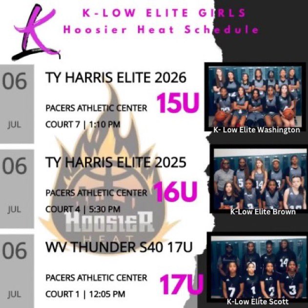 AT_hoops's tweet photo. Upcoming schedule - check out @Klowelitegirls at @IE_HoosierHeat 
#HoosierHeat https://t.co/FdAim7Icbh