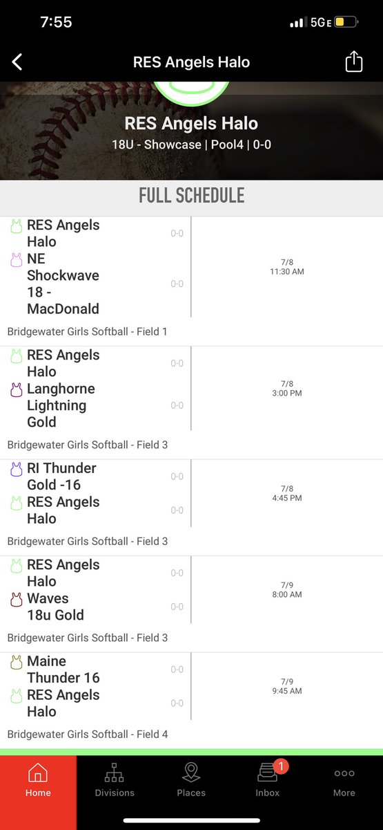 res_angels's tweet photo. RES Angels 18U Halo and 18U Gold Bay State Showcase Schedules https://t.co/egTCUgtPSm