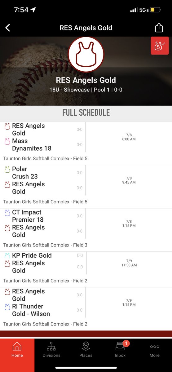RES Angels 18U Halo and 18U Gold Bay State Showcase Schedules