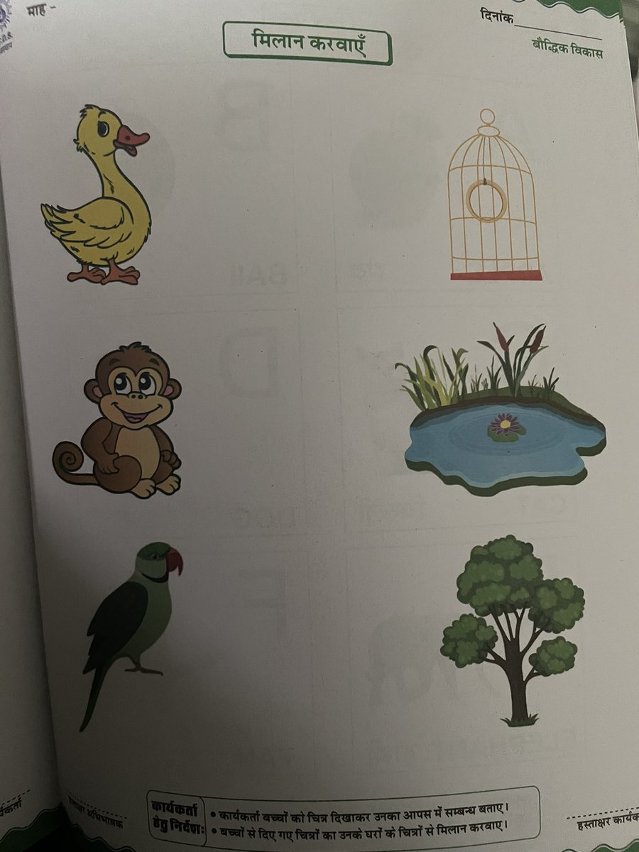 Do you see it?????

👉 The match-making exercise point towards the confinement of a parrot in a cage, it perpetuates a regressive mindset among children that disregards the ethical treatment of animals and inhibits their understanding of natural habitats.
