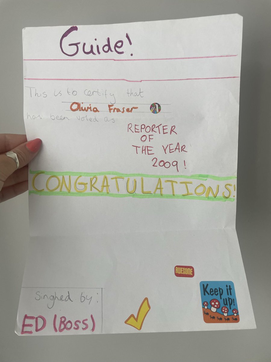 OliviaFJourno's tweet image. 14 years ago I was ‘playing journalists’ with my friend and awarded myself reporter of the year…

Today, I’m celebrating 1 year of being at the BBC in my dream career. 

9 year old me would be so proud 🥹