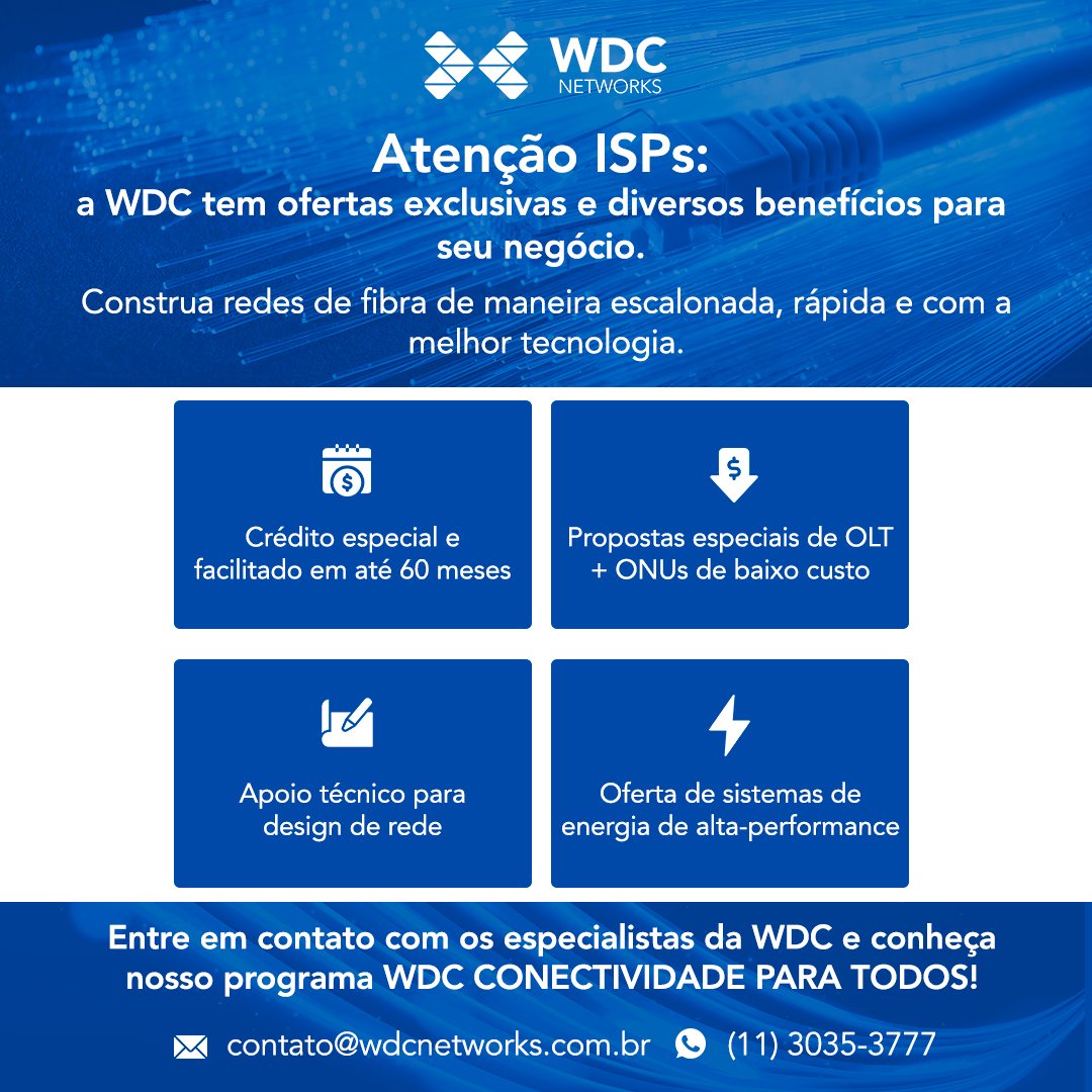 wdcnetworks's tweet photo. Construa redes de fibra de mandeira escalonada, rápida e com a melhor tecnologia!

#wdc #wdcnet #isp #fibra #provedores https://t.co/xwYnQT9F06