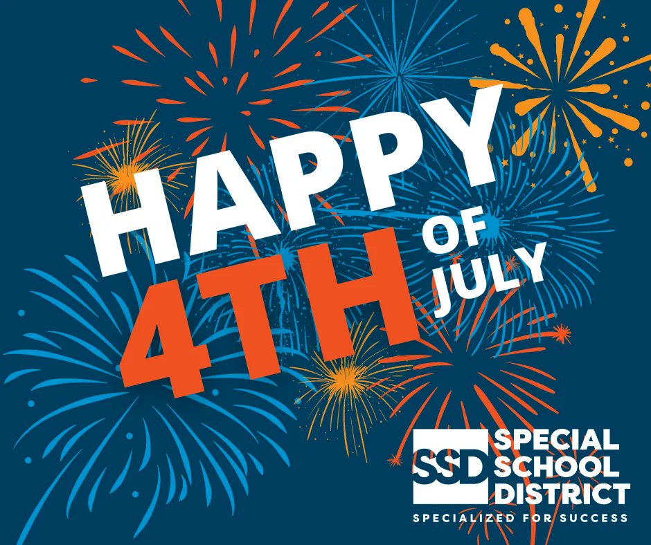 AckermanSSD's tweet photo. Have a safe and happy Fourth of July! All SSD schools, buildings, and programs will be closed in observance of Independence Day. https://t.co/ejSwAtBBDx
