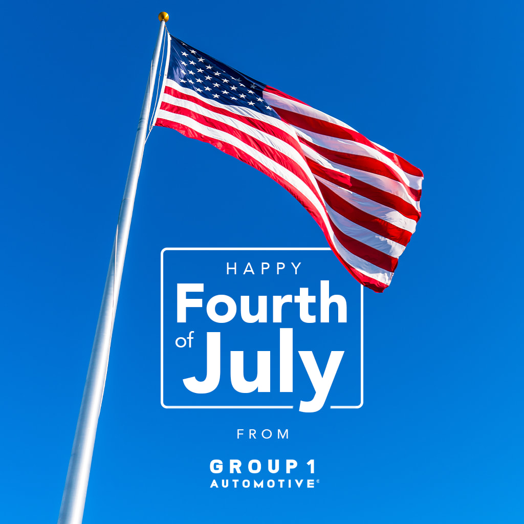 To our exceptional team members and our valued customers, Group 1 wishes you a very happy 4th of July.

We deeply appreciate your continued trust and support, and we hope you have a safe, enjoyable, and memorable Independence Day.