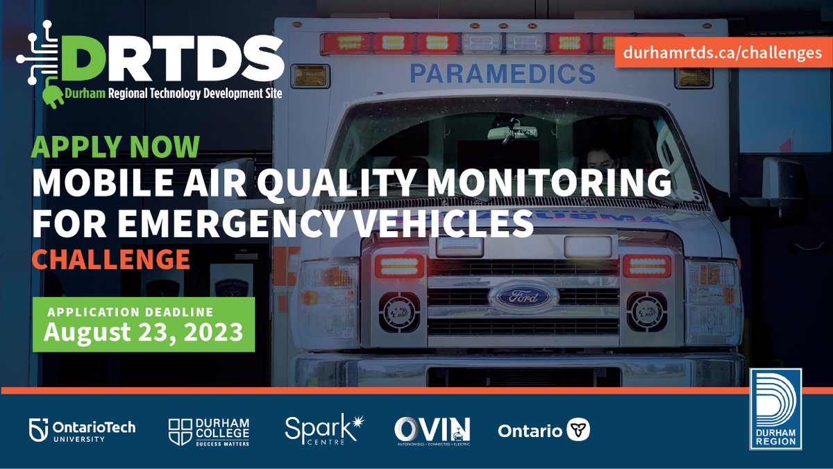 Do you have #tech for collecting data on #emergencyvehicle #greenhousegasemissions & want to pilot your solution on emergency vehicles in #DurhamRegion?
Apply now to our'Mobile Air Quality Monitoring For Emergency Vehicles' Challenge! 
👉 ow.ly/9khn50P1GrZ