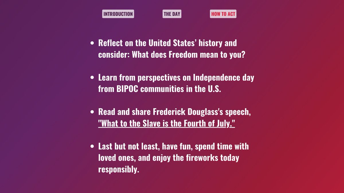 Happy 4th of July! Take a look at "What to the Slave is the Fourth of July" here: teachingamericanhistory.org/document/what-…
