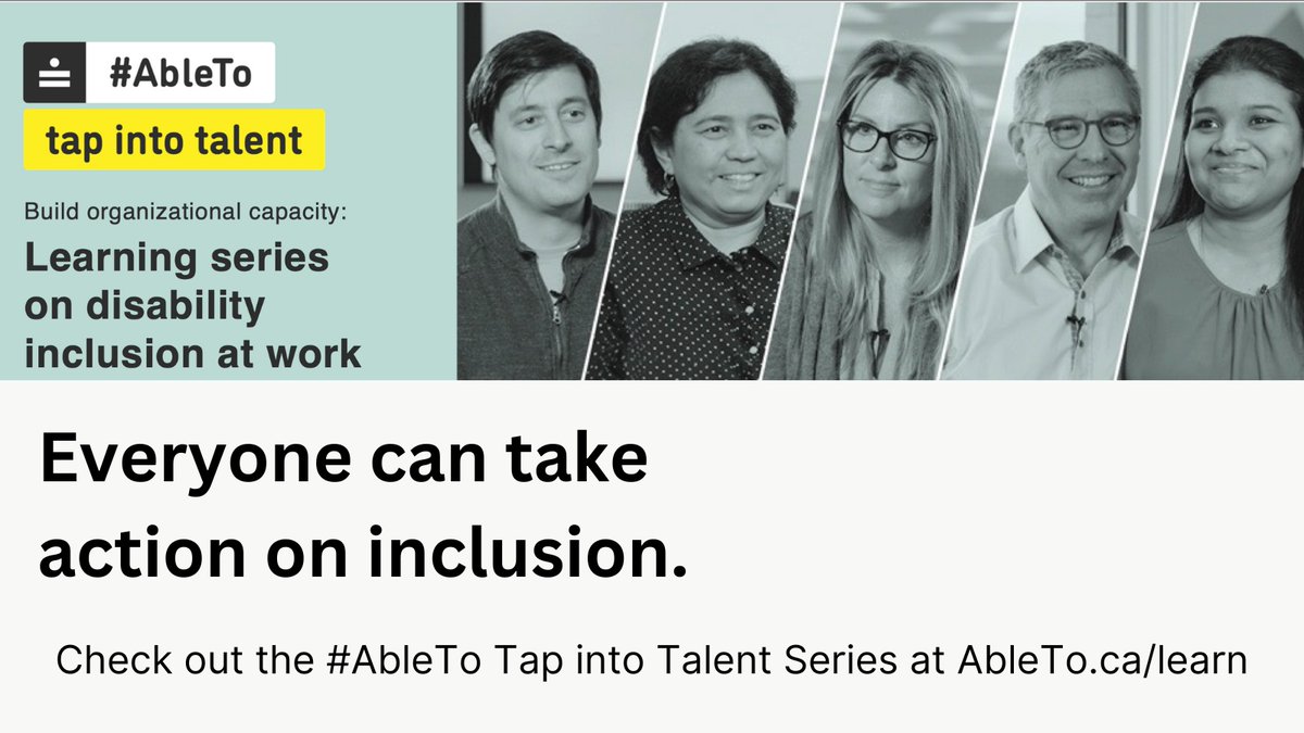 CUAccessibility's tweet image. Are you interested in learning about the benefits of inclusive workplace practices?

The #AbleTo Tap Into Talent workshop highlights the advantages of eliminating workplace barriers and ensuring the well-being of all employees.

Check out AbleTo.ca/learn for more details.