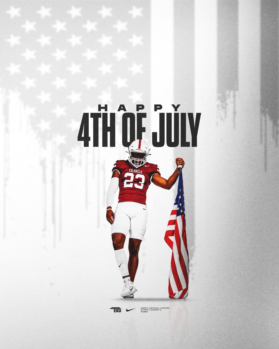 EKUFootball's tweet photo. Happy #4thofJuly from EKU football!

#E2W | #MatterOfPride https://t.co/uDeWCD1cVC