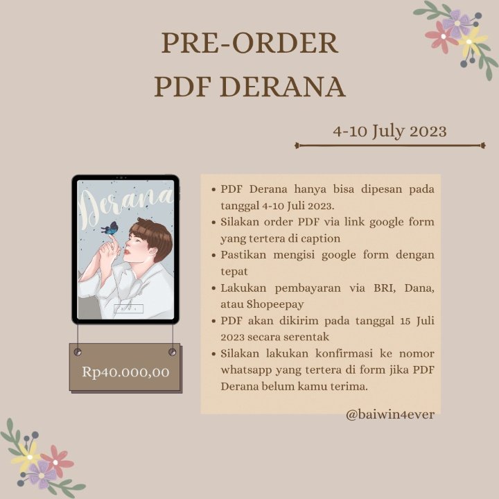 SaptaPublisher's tweet photo. DERANA (PDF Version)
by: @baiwin4ever
4-10 Juli 2023.

[350 halaman, diketik rapi, tampilan; mode baca gadget, 40k]
Link order : https://t.co/4k7Fl9bUeY https://t.co/eqbnEa7Hhl