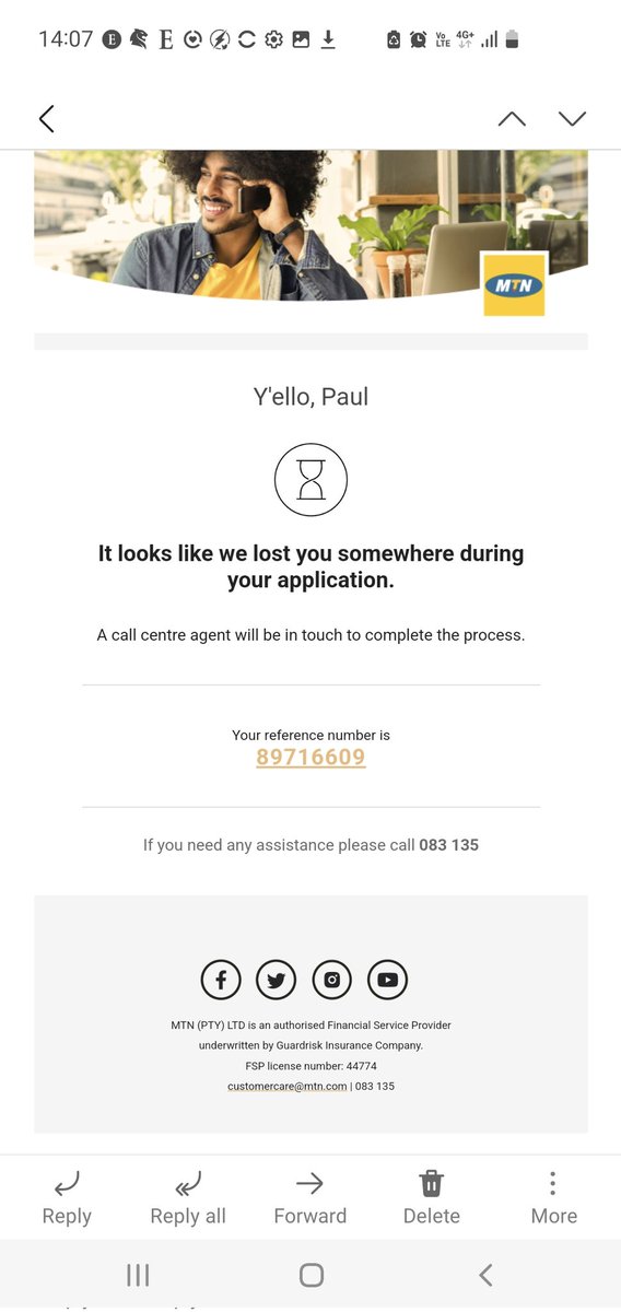 Paul23Clark's tweet photo. @MTNza I am still collecting references - but since 11 June not ONE call from MTN - despite me making many. (And promises that you will call per email below and from multiple of your people when I have called 135). https://t.co/zcNvDvbxxn