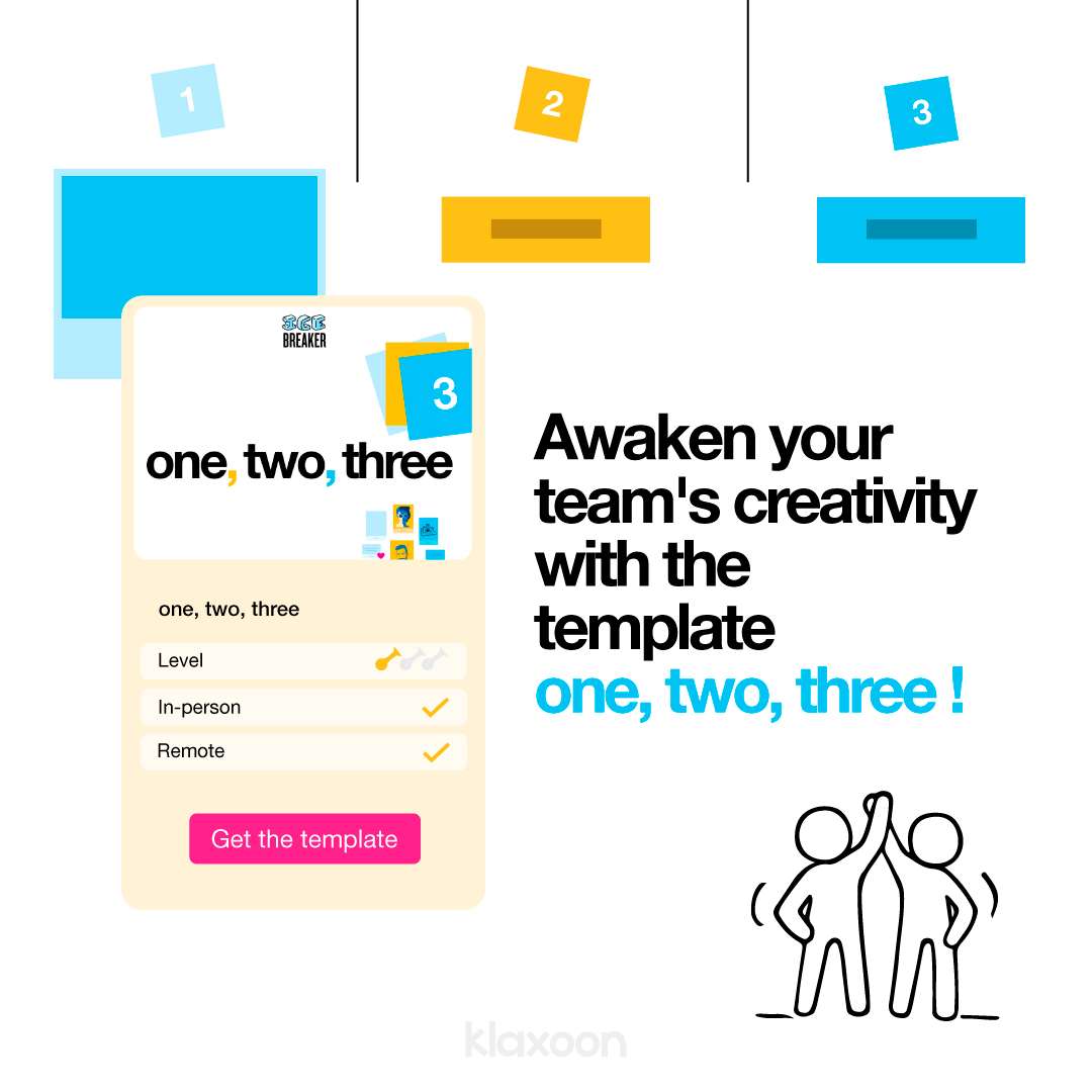 Klaxoon, a Wrike company (@klaxoon) on Twitter photo ⏰ One, Two, Three: the ultimate icebreaker that wakes up team creativity, face-to-face or remotely!
With 3 unusual questions, stimulate your employees and find out more about them! To try it out, click here 👉 klax.co/3NzUJgt ⏰ One, Two, Three: the ultimate icebreaker that wakes up team creativity, face-to-face or remotely!
With 3 unusual questions, stimulate your employees and find out more about them! To try it out, click here 👉 klax.co/3NzUJgt