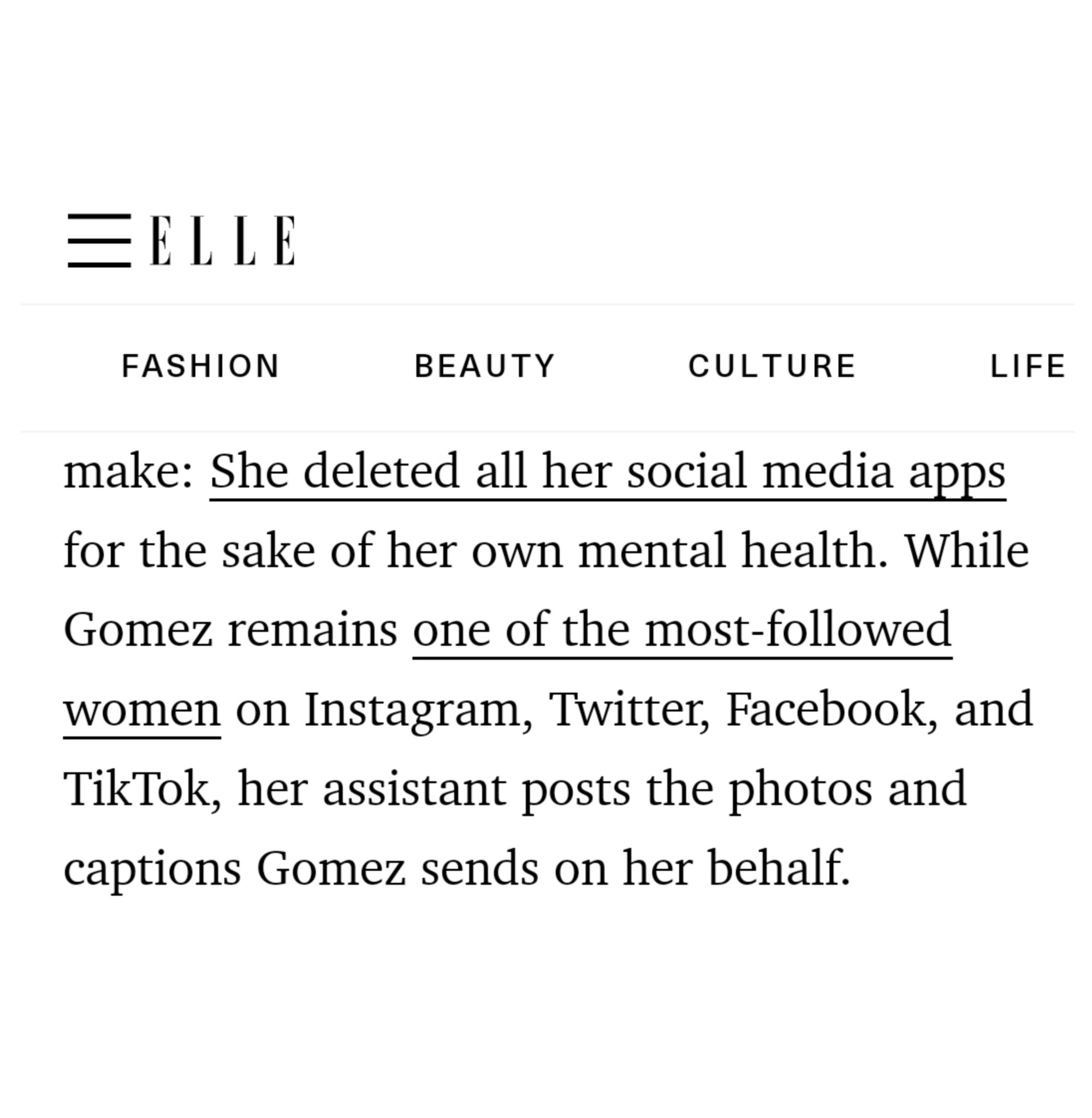 . on Twitter: "selena gomez confirms in a recent interview with Elle