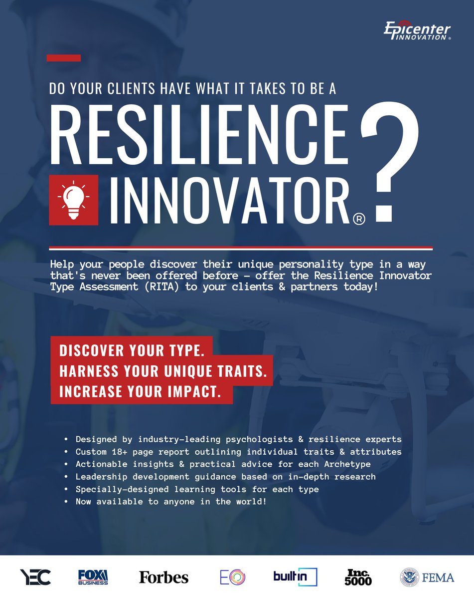 Epicenter_EM's tweet photo. DISCOVER YOUR TYPE. ⚖
HARNESS YOUR UNIQUE TRAITS. 🧠
INCREASE YOUR IMPACT. 🏆

👉 https://t.co/3hv031rx0V

#innovation #management #resilience #research #strategy #leadership #psychology https://t.co/rdvJZzGI6j