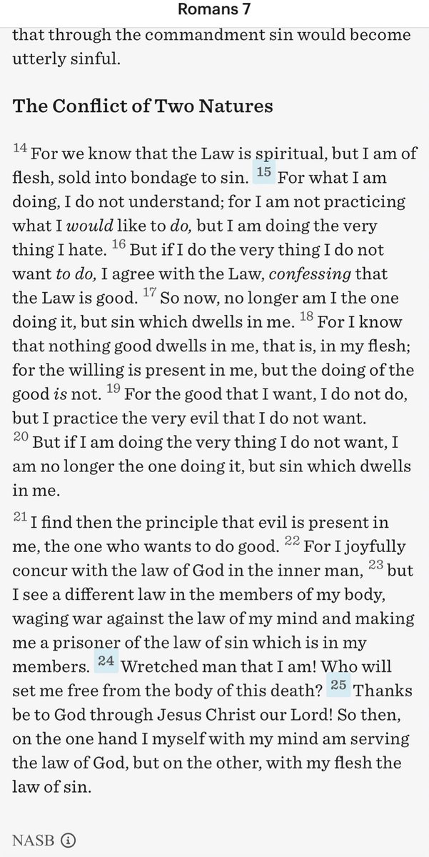 kooljr7's tweet photo. For I know that nothing good dwells in me, that is, in my flesh; for the willing is present in me, but the doing of the good is not… Wretched man that I am! Who will set me free from the body of this death? Thanks be to God through Jesus Christ our Lord!  † يسوع هو الخلاص https://t.co/B7J5OSqhXz