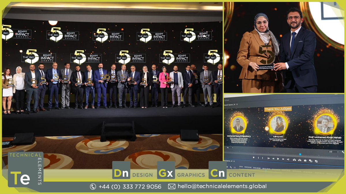 TechElementsLtd's tweet image. The @TechElementsLtd team were pleased to once again provide screen content, graphics and videos for @dmgeventsglobal at their recent #BIG5EGYPTIMPACTAWARDS held in Cairo - congratulations to all the winners! #ledcontent #widescreencontent #awardsproduction #graphics #eventprofs