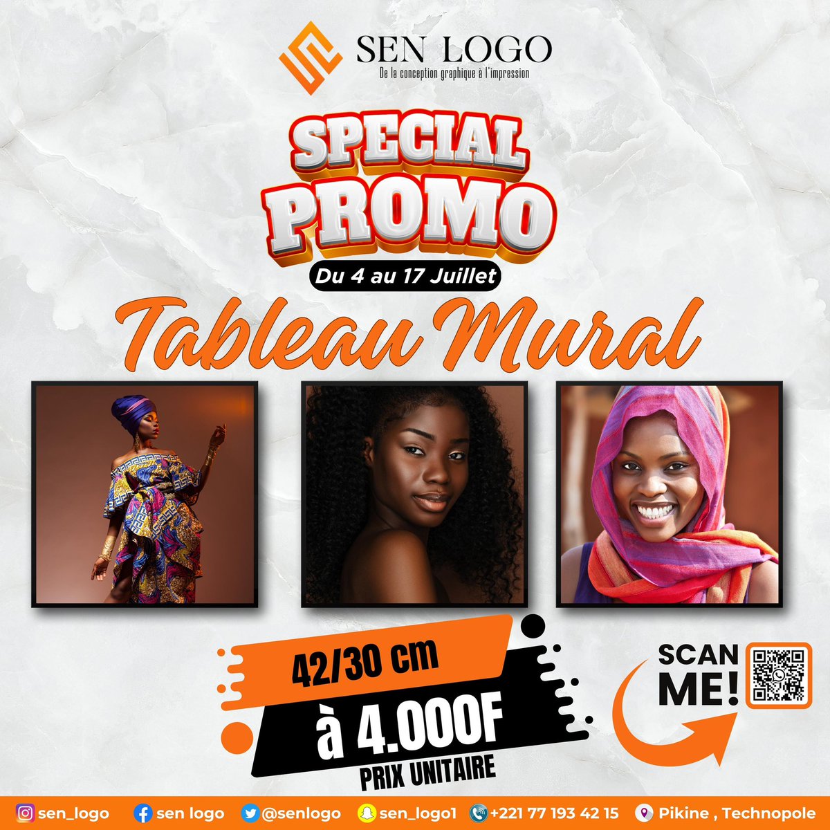 SenLogo's tweet photo. Special Promo avec le groupe Sen Logo
Tableau mural dimension 42/30 cm à 4.000F
Contact: +221 77 193 42 15
Email: senlogo4231@gmail.com
https://t.co/94vhKcqKH1…
#tableaumural #Promo #SenLogo https://t.co/v9lCQ5jrMG