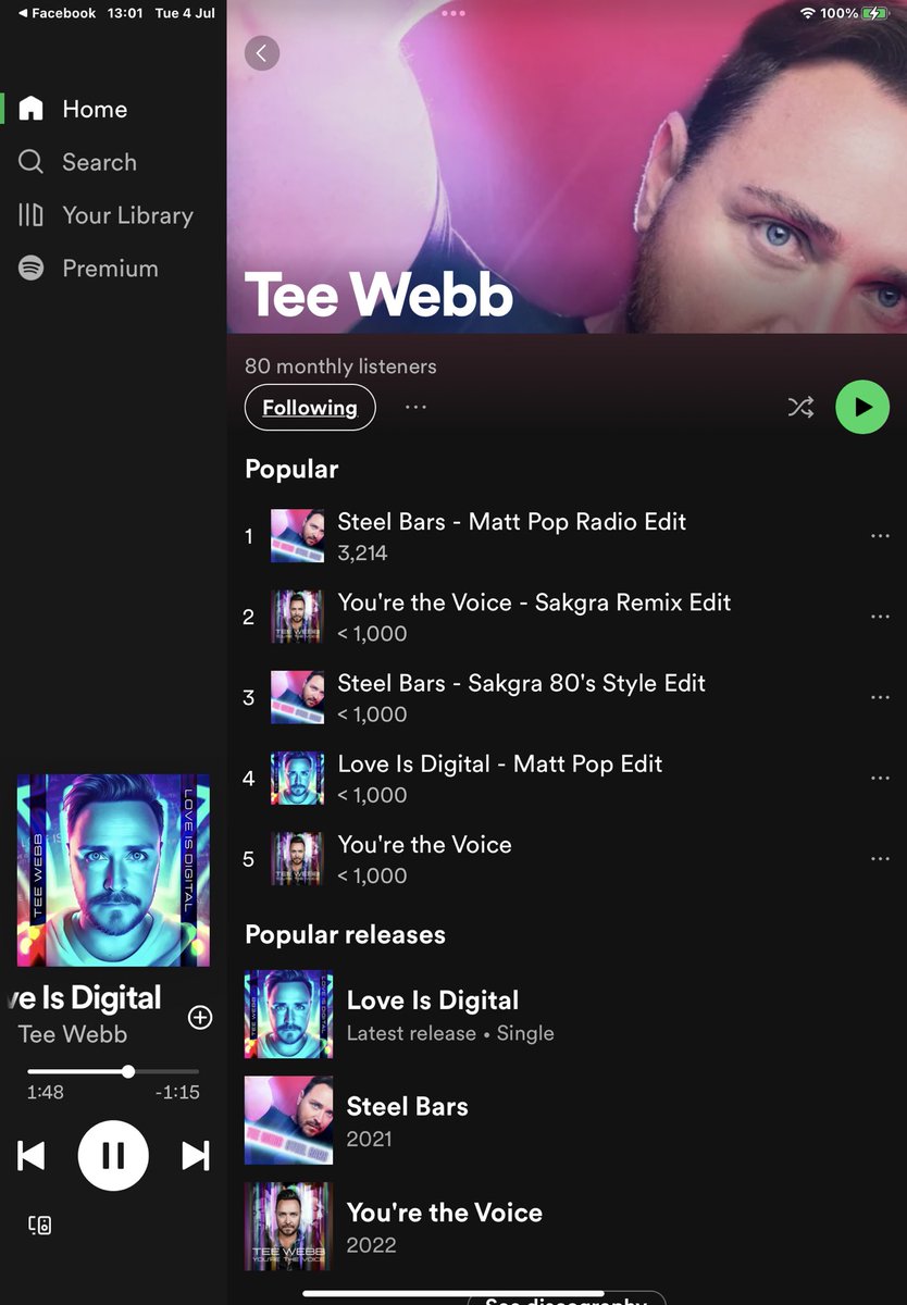 StellaBellaTAK's tweet photo. It’s such a boost seeing all my CD Artwork for #TeeWebb sitting there on Spotify (&amp; other platforms)… 3 singles now, with the brand new single #LoveIsDigital out now 🩷 x https://t.co/LkfGmiHzC7