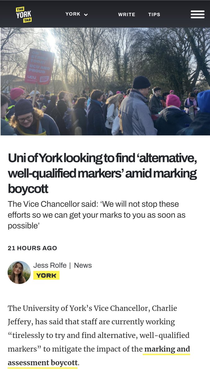tugbaiyigun's tweet photo. What about getting the working conditions better for workers instead of adding more people suffering, super clever Charlie Jeffery? @UniOfYork
@UcuYork #StudentsSupportTheStrike ✊ https://t.co/26BeWFeI44