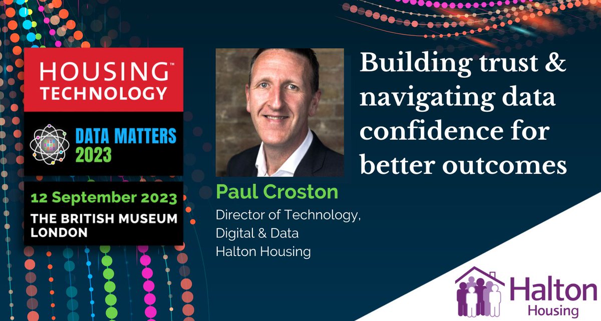 housingtech's tweet photo. We are delighted that @HaltonHousing's Paul Croston will present at #DataMatters2023.
Paul will discuss “Building trust & navigating data confidence for better outcomes”, and the importance of transparent data practices.
Register here: https://t.co/BC91w5Ia1b https://t.co/9eKoXNQ7Ym