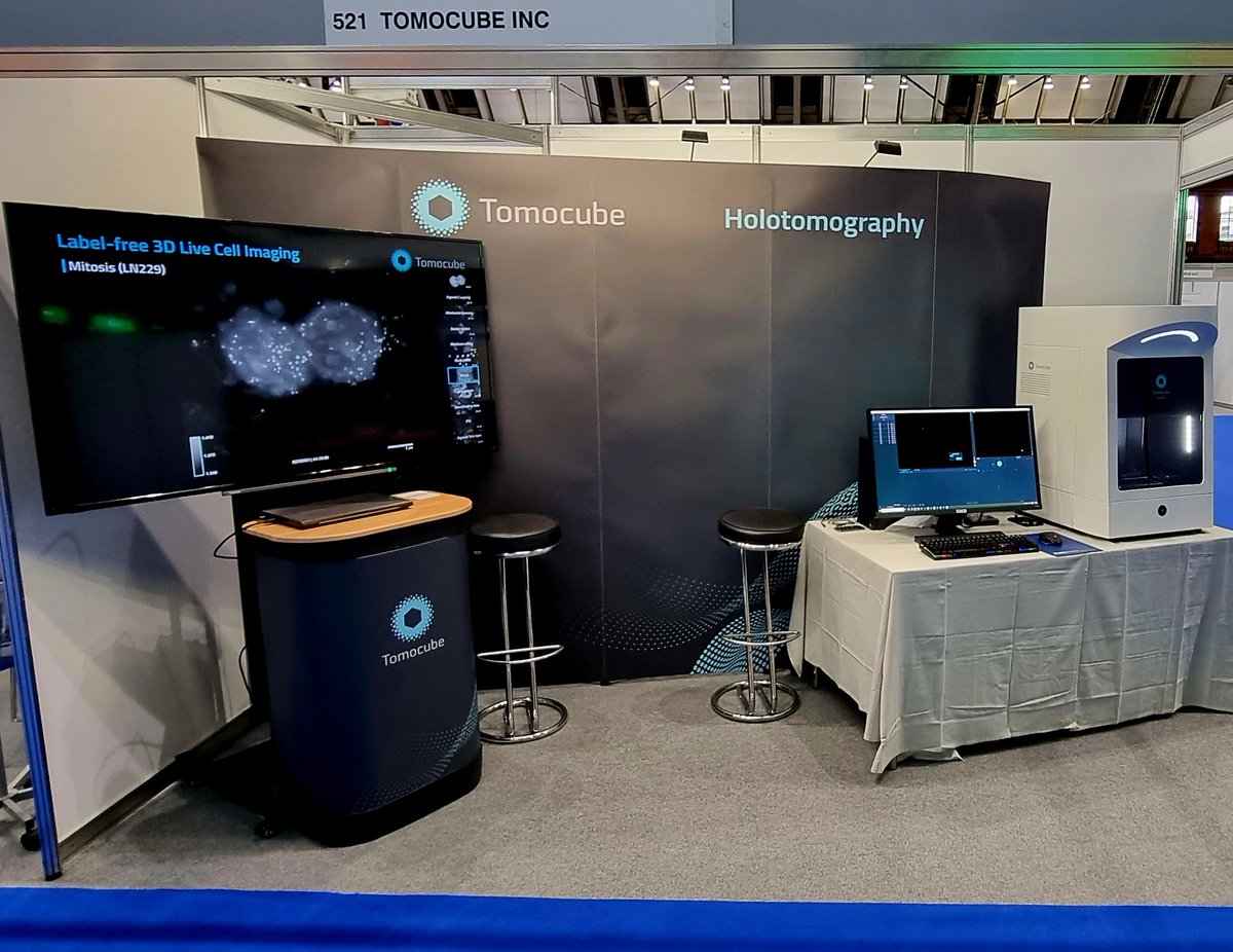 GheteDaniel's tweet photo. The first day of #mmc2023 is now in full swing. Come and meet us at booth #521 and discuss about #labelfree #livecellimaging #microscopy 

#Holotomography #conference #mmc2023uk #mmc #manchester #uk #science https://t.co/HqW41THmki