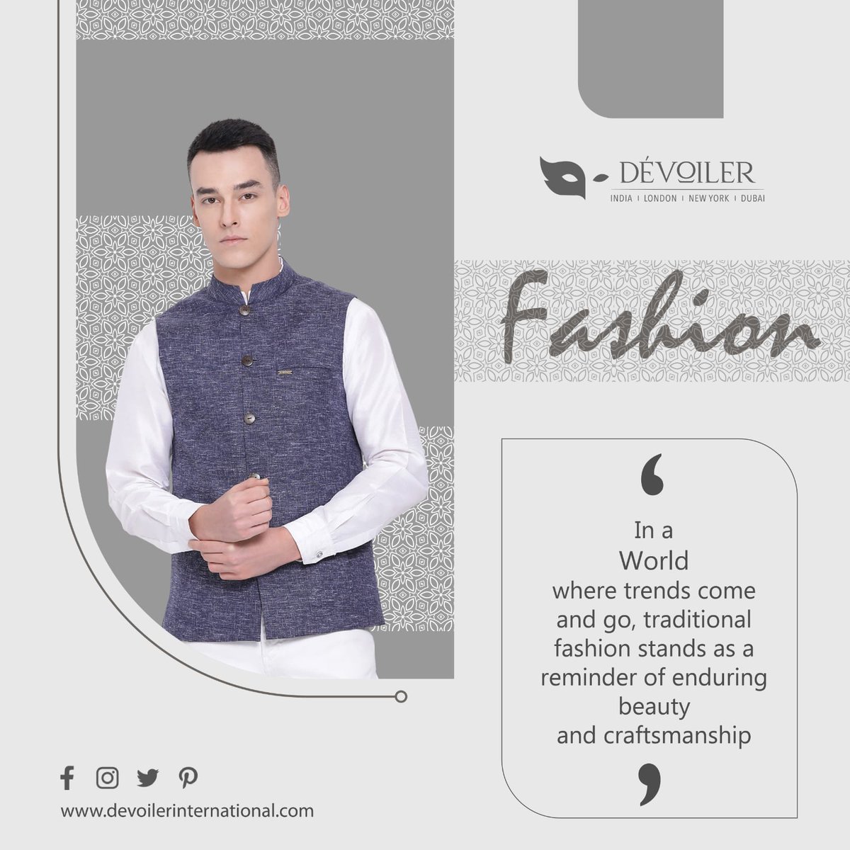 Devoiler99's tweet image. "Where Fashion Meets Tradition: Be the Epitome of Grace in Devoiler's Luxurious Nehru Jacket !"
#desiwear #IndianFashion #Devoiler #fashion #style #MensStyle #TraditionalWear