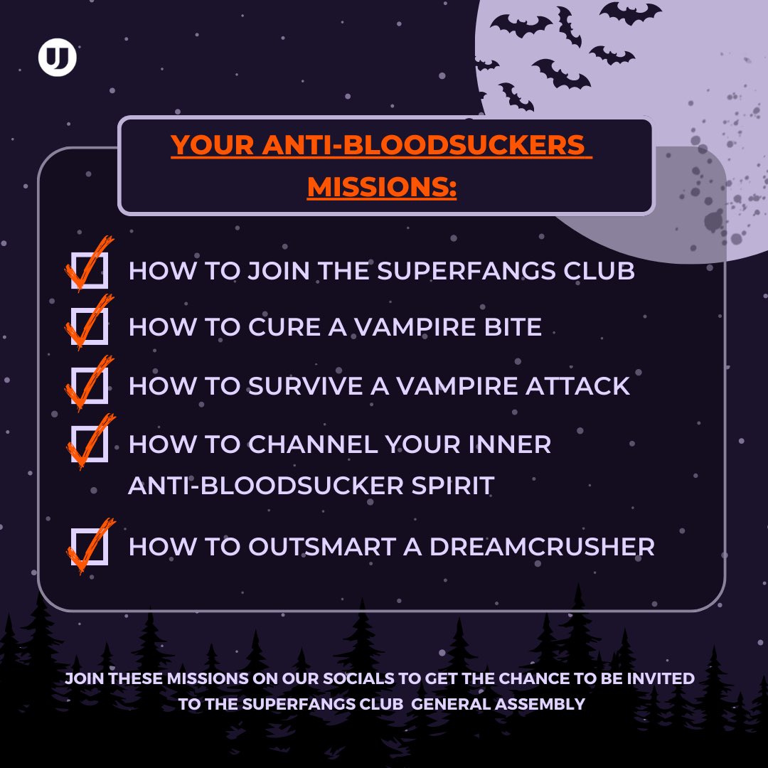 UMG_PH's tweet photo. Gather up, Superfangs! Here are your official missions to get a chance to be invited to our upcoming general assembly! 🧛🏻‍♀️🩸💜 https://t.co/6RhZ8NWist