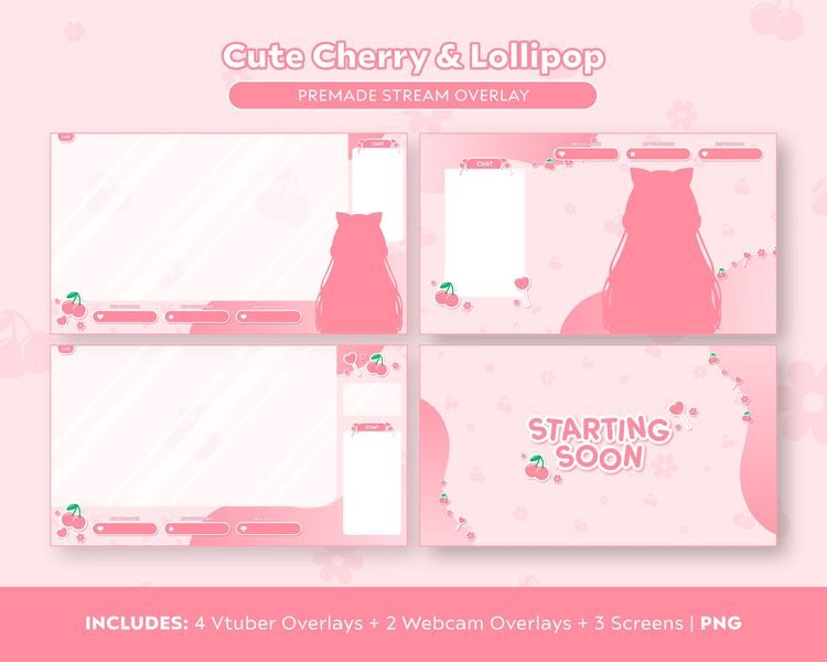 albalushi_haya's tweet image. THE Cute Cherry Lollipop Twitch Overlay Pack, a professional and charming collection of graphics designed to enhance your Twitch stream🌸✨ #TwitchOverlay #StreamDesign #CuteGraphics #CherryVibes #StreamEnhancement