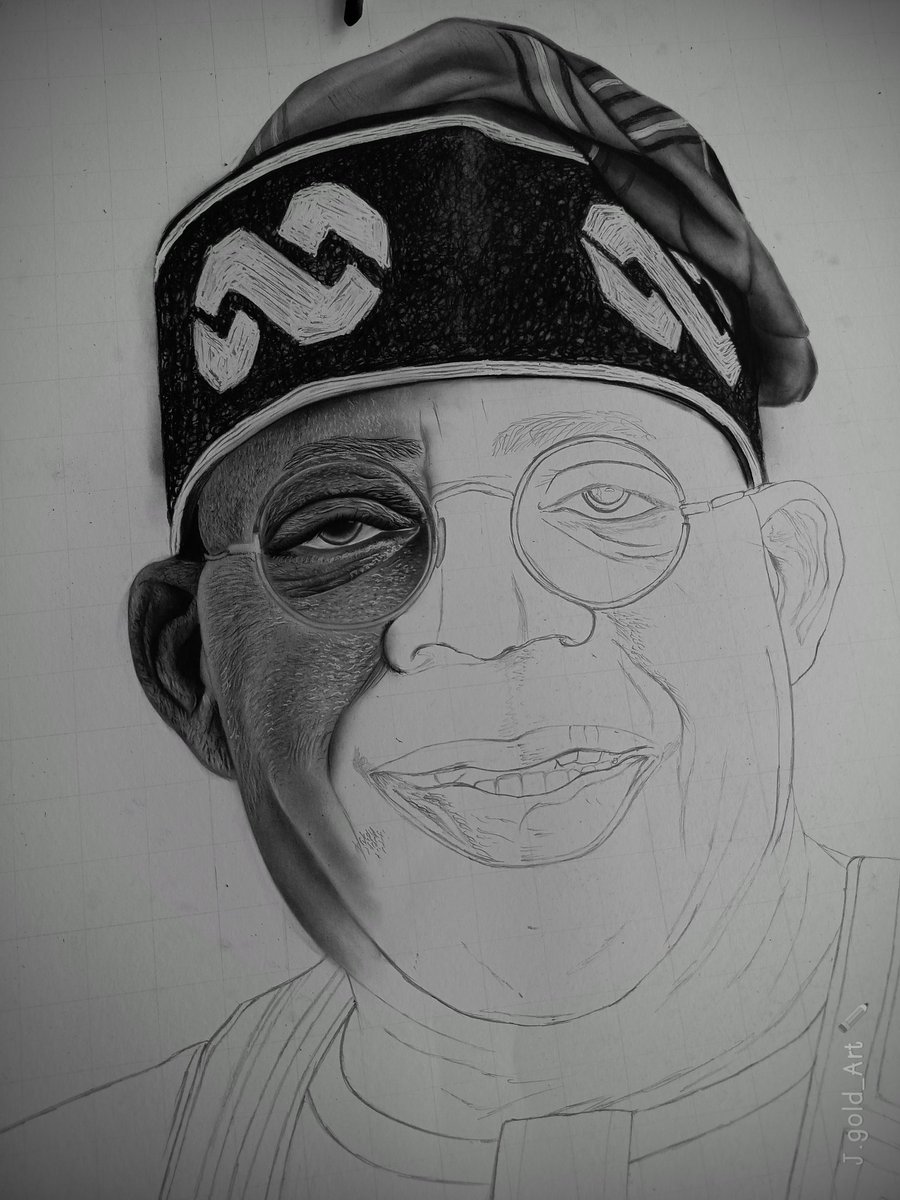 J_GOLD_ART's tweet photo. DAY 2... on my draw-a-thon
Drawing the official Potrait of his excellency @officialABAT
Left cheek done already, moving on 🏃
#Tinubu @APCchairman @OfficialAPCNg @AdewaleTinubu @seyilaw1 @STinubu @DeleMomodu https://t.co/XY8o6qopwy