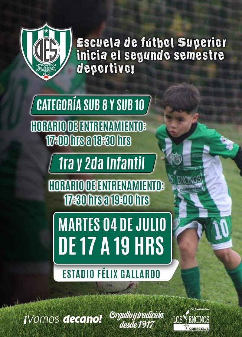 CDESuperior's tweet photo. ⚽️ Comenzamos con nuestra Escuela "Formativa" Superior. 🙌🏼🤩 Los entrenamientos serán guiados por el profesor Jorge Pilquiman. 💪🏼⚽️ 

TODOS los martes de julio a diciembre en 🏟️Estadio Félix Gallardo. ✌🏼🇳🇬
#EscuelaSuperior #FuerzaDecano #ValdiviaCL https://t.co/3Ghutgdut2
