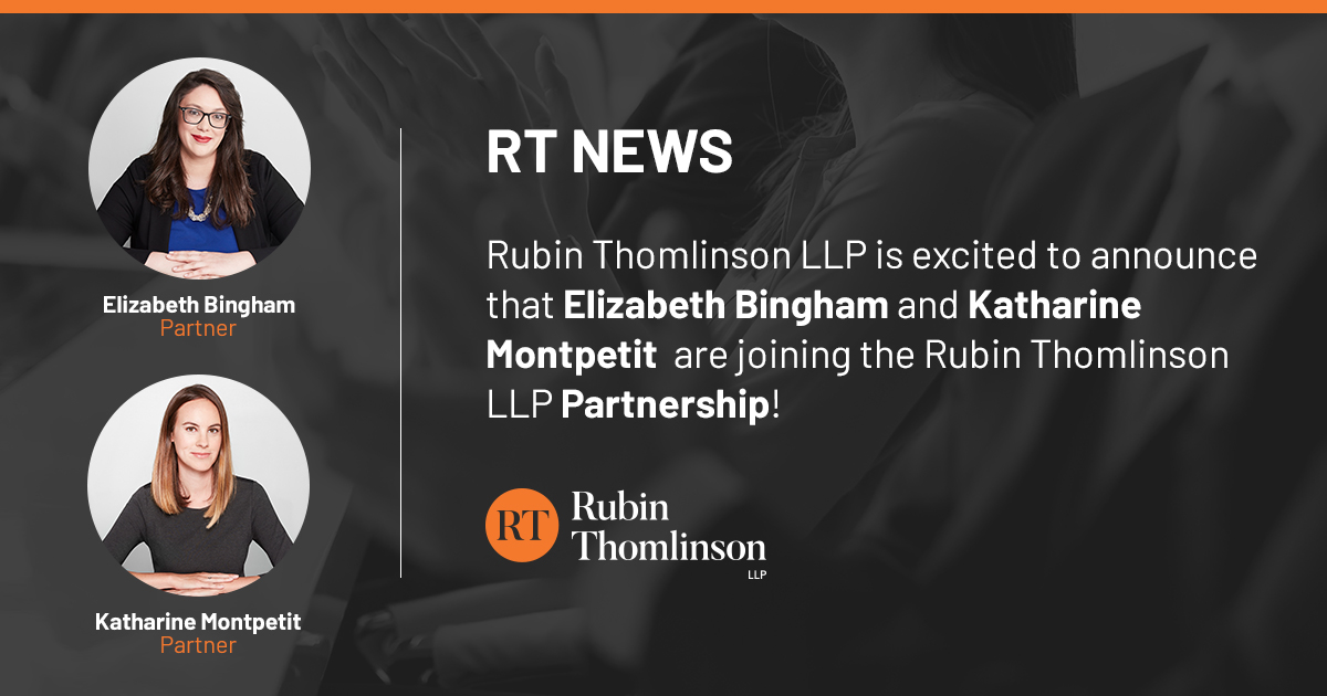 RubinThomlinson's tweet image. ✨Welcoming Workplace Investigators Elizabeth Bingham &amp;amp; Katharine Montpetit as our newest partners! 

Learn about them:

Learn more about Elizabeth: rubinthomlinson.com/lawyers/elizab…

Learn more about Katharine: rubinthomlinson.com/lawyers/kathar…

#PartnerUpdate