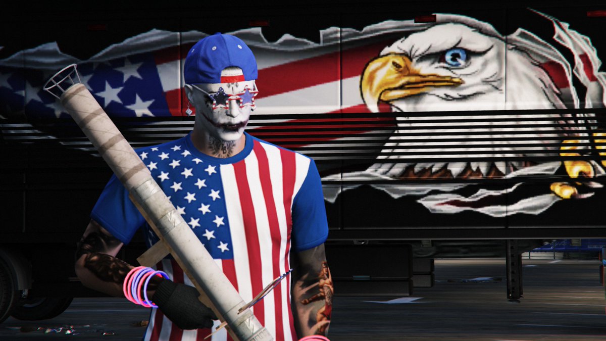 StMtGang's tweet photo. Happy Independence Day 🦅🎆

#GtaOnline #4thofJuly #SantaMuerteGang @RockstarGames https://t.co/Bg1wLl5XK4