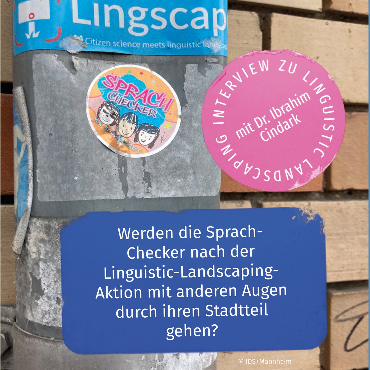 IDS_Mannheim's tweet photo. Wir haben mit unserem Mitarbeiter Ibrahim Cindark über die #LinguisticLandscaping-Aktion der #SprachChecker gesprochen. Hat sich ihr Blick auf die sprachliche Landschaft in der #NeckarstadtWest verändert? https://t.co/B1zdNUzd0I #Kinderforschenmit @mitforschen https://t.co/ohqocUt8Qc