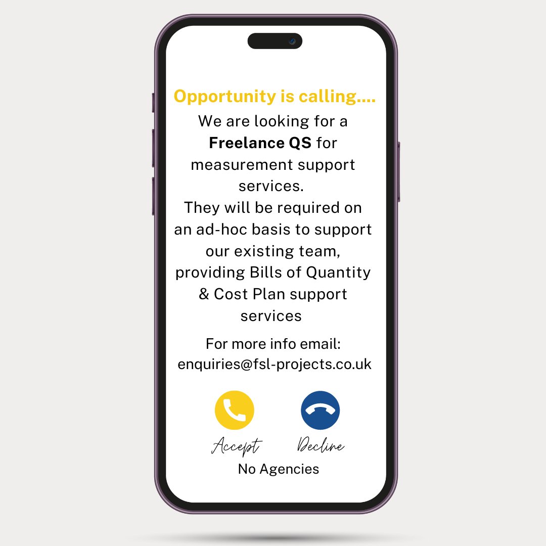 FSLProjects's tweet image. Freelance Quantity Surveyor Opportunity ⤵

#freelance #adhoc #quantitysurveying #opportunity