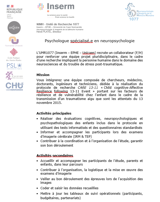 Guilleryb's tweet photo. 📣 #recrutement d'un psychologue pour le projet CARE 13-11
📅 CDD, temps plein : à pourvoir dès que possible
🖐️ Postuler d'ici le 30/07/2023. https://t.co/OtVTrQaW8A