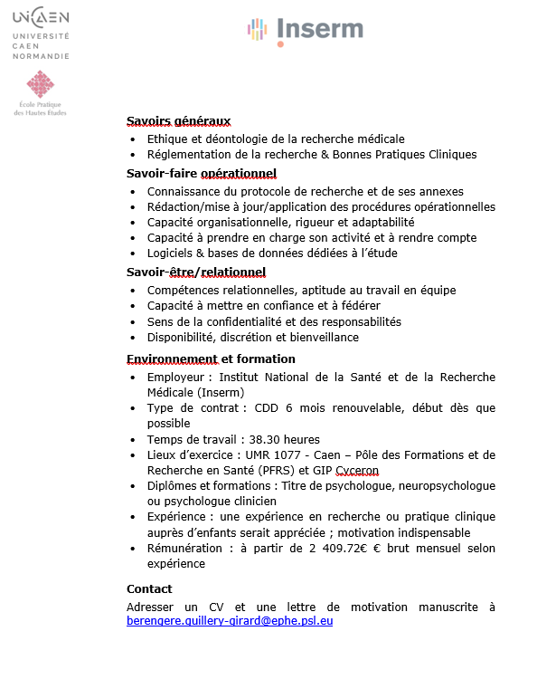 📣 #recrutement d'un psychologue pour le projet CARE 13-11
📅 CDD, temps plein : à pourvoir dès que possible
🖐️ Postuler d'ici le 30/07/2023.