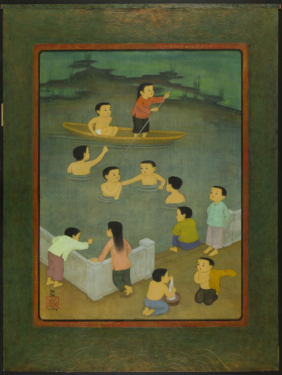 parismusees's tweet photo. #PMCollections 🖼️L’artiste vietnamien Mai Thứ a toujours privilégié la représentation de la famille. Affectionnant la peinture sur soie, un matériau exigent, ses scènes de la vie quotidienne évoquent les plaisirs raffinés de la noblesse.

@MuseeCernuschi https://t.co/DjriKLvE9u https://t.co/rQUK1PJzO6