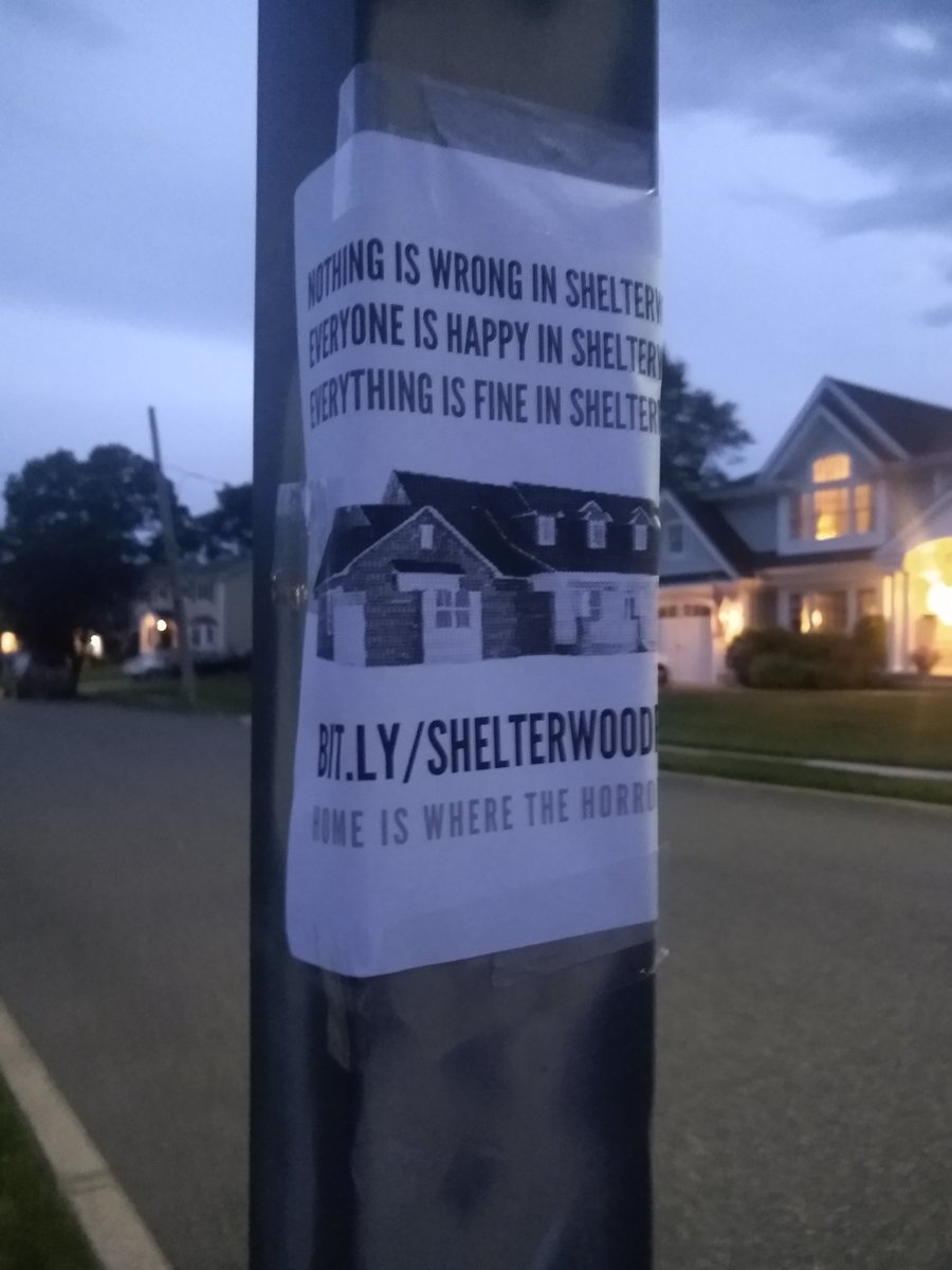 CorvidCastle12's tweet photo. Put up some ominous posters in my neighborhood via @ShelterwoodPod! My goal is less to actually get people in my area into Shelterwood and more to generate confused Nextdoor posts https://t.co/wB21RZylFn