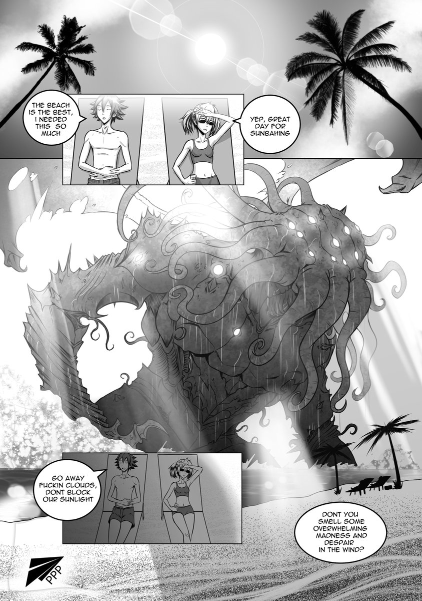 PPPComics88's tweet photo. Beach episode in this "end of the world" serie. #webcomics #endoftheworld #oneshot #cthulhu #greatoldones https://t.co/YklivrNkbA
