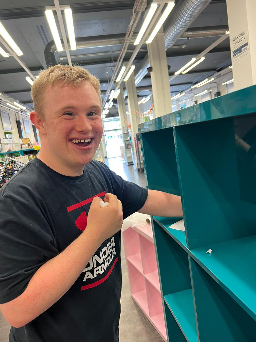 Vision25CIO's tweet photo. Beth &amp; Charlie have enjoyed their work placement today at Preloved@V25.
Both worked hard, Beth replenished stock and Charlie helped the ladies empty the shelves of bric-a-brac for a thorough clean. We’ll do e to you both, you made us super proud ❤️❤️ https://t.co/dMs6FU3RoY